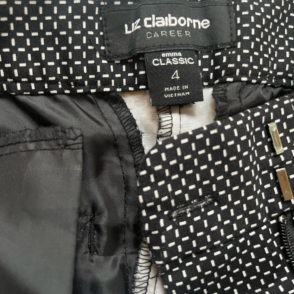 Liz Claiborne Classic Black and White Patterned pants - Picture 2 of 8
